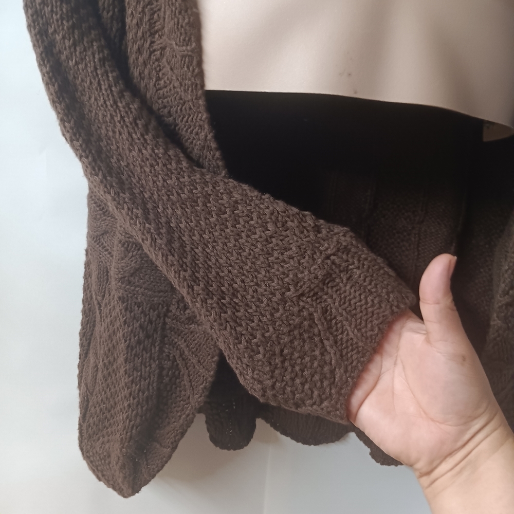 Croft & Barrow Chocolate Brown Cable Knit Cardigan - Picture 5 of 10